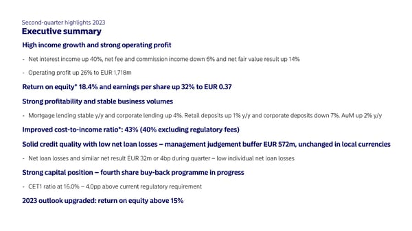 Half-year results 2023 | Nordea - Page 3